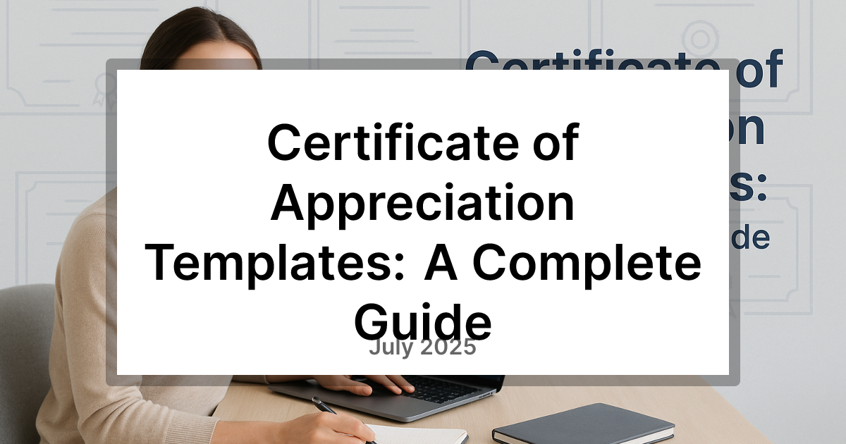 Certificate of Appreciation Templates: A Complete Guide